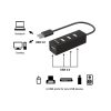 USB Hub 4 Portos elosztó, USB 2.0, fekete (Equip-Life - 128955)