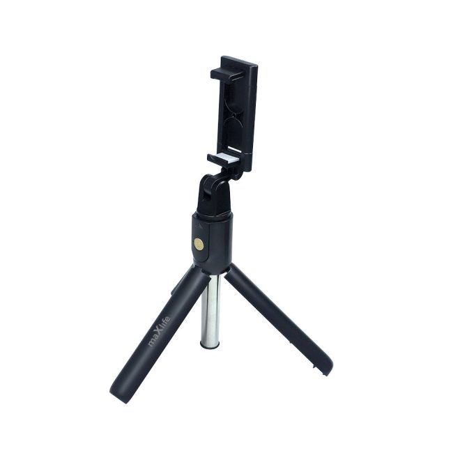 Maxlife állítható prémium szelfibot, telefon állvány önkioldóval, 20-69cm, fekete (MXST-100)