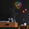LOVE IN HEART LED neon lámpa, falra akasztható világítás, USB csatlakozóval, RGB távirányítóval