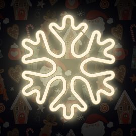   Karácsonyi Hópihe LED neon lámpa,falra akasztható világítás, USB csatlakozóval