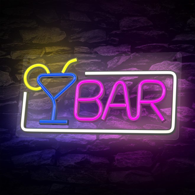 BAR LED neon lámpa, falra akasztható világítás, USB csatlakozóval