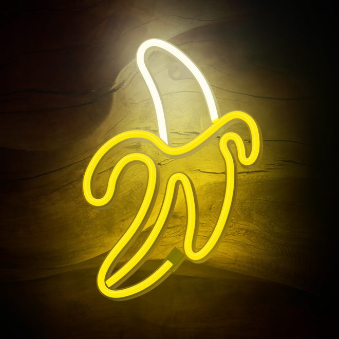 Banán alakú LED neon lámpa, falra akasztható világítás, USB csatlakozóval