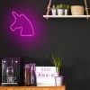 Unikornis alakú LED neon lámpa, falra akasztható világítás, USB csatlakozóval, rózsaszín