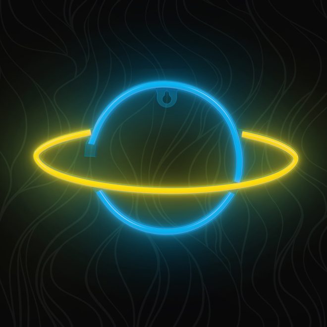Szaturnusz alakú LED neon lámpa,falra akasztható világítás, USB csatlakozóval
