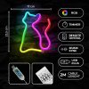 Cica alakú LED neon lámpa, falra akasztható világítás, USB csatlakozóval, RGB távirányítóval