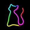 Cica alakú LED neon lámpa, falra akasztható világítás, USB csatlakozóval, RGB távirányítóval