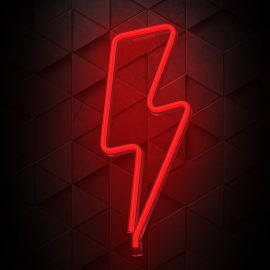   Villám alakú LED neon lámpa,falra akasztható világítás, USB csatlakozóval