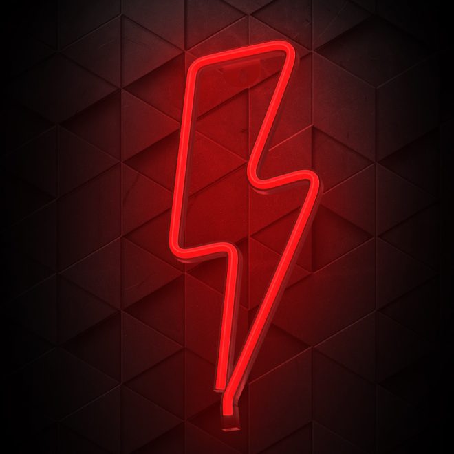 Villám alakú LED neon lámpa,falra akasztható világítás, USB csatlakozóval
