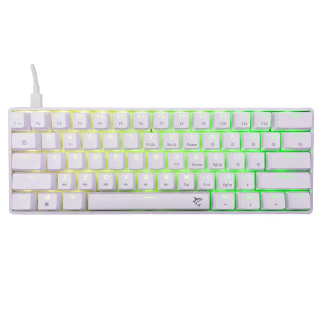White Shark SHINOBI-2 RGB világítós angol kiosztású MECHANKIUS fehér gamer billentyűzet, kék kapcsolós (GK-004221W/BL-US)