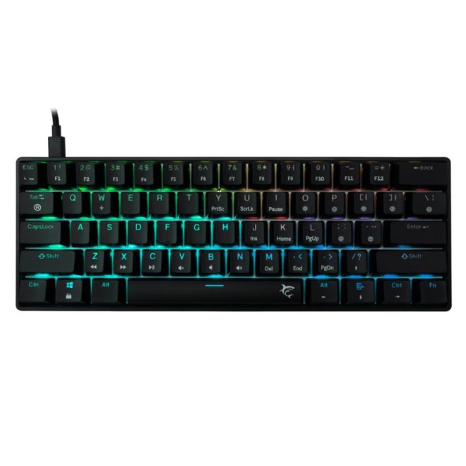 White Shark SHINOBI-2 RGB világítós angol kiosztású MECHANKIUS fekete gamer billentyűzet, barna kapcsolós (GK-004131B/BR-US)