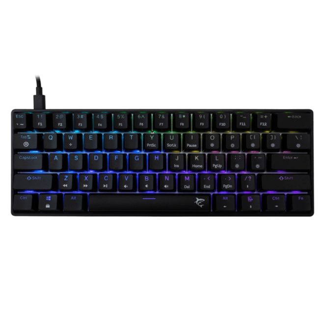 White Shark SHINOBI-2 RGB világítós angol kiosztású MECHANKIUS fekete gamer billentyűzet, kék kapcsolós (GK-004121B/BL-US)