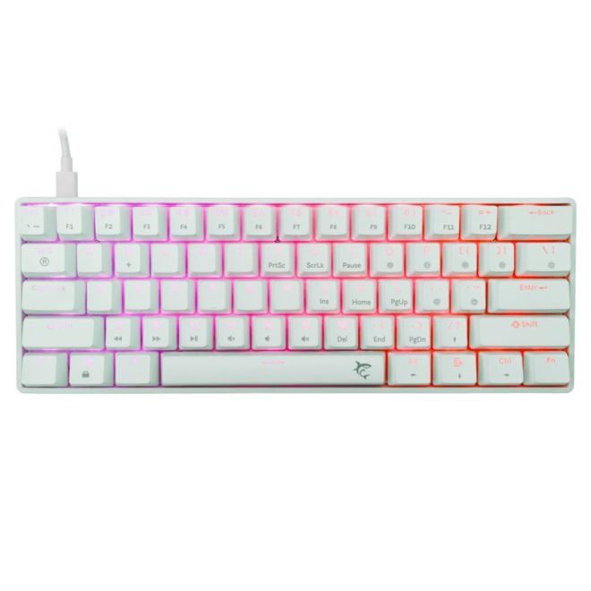 White Shark SHINOBI-2 RGB világítós angol kiosztású MECHANKIUS fehér gamer billentyűzet, piros kapcsolós (GK-004211W/R-US)