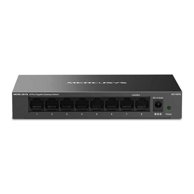 Mercusys 8 portos gigabites 1000Mbps, switch hálózati elosztó, fémházas asztali (MS108GS)