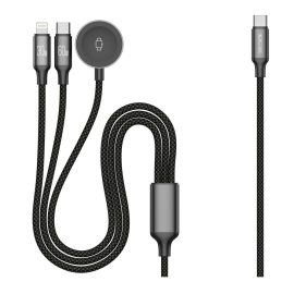   3in1 1,2m Lightning, USB-C és Apple Watch mágneses indukciós töltő kábel (JELLICO - B25)