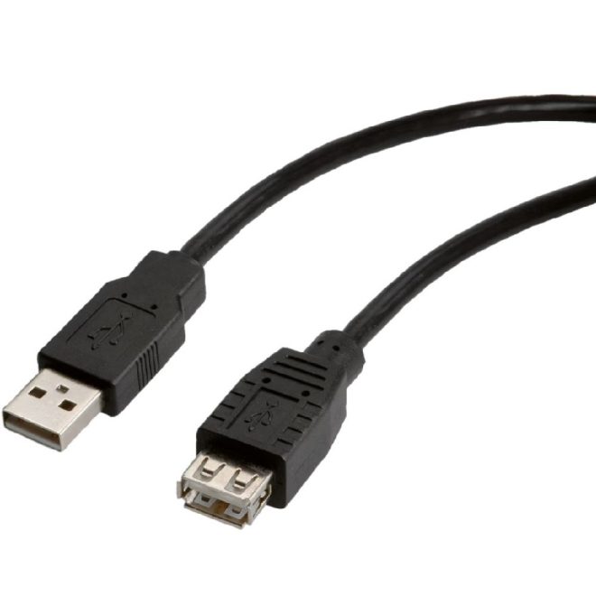 1,8m-es USB hosszabbító kábel male/female (Apa/Anya) fekete (ROLINE 2.0 Type-A)