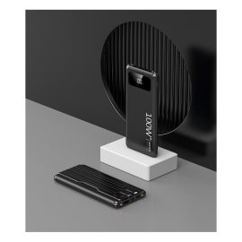   20000mAh Power Bank 100W-os, Digitális kijelző, LED lámpa, USB + USB-C + Lightning csatlakozó, Fekete (BLACKBIRD) 