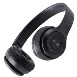   Vezeték nélküli fekete bluetooth fejhallgató, MP3, FM (P47) 