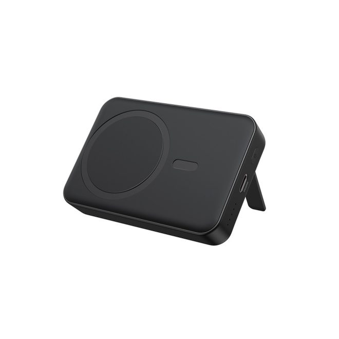 10000 mAh, MagSafe kompatibilis power bank, beépített állvánnyal, fekete (BWOO 20W)