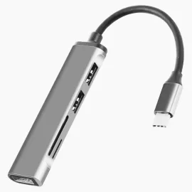   USB-C HUB átalakító - 3x USB 3.0 porttal, SD és microSD kártyaolvasóval, gyors adatátvitelhez, praktikus megoldás laptophoz, PC-hez és mobil eszközökhöz