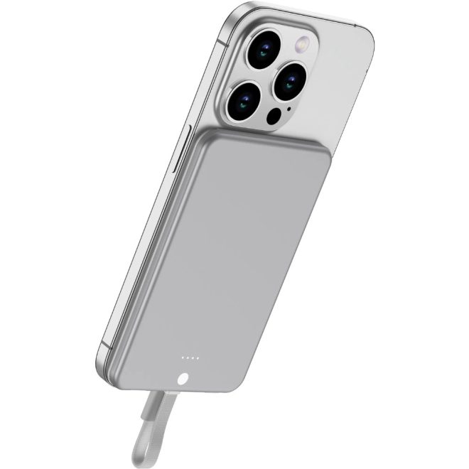 Apple iPhone 15, 16-hoz USB-C kábeles Power Bank, mágneses, 5000mAh USB-C kábellel tölthető fel (Blade7)