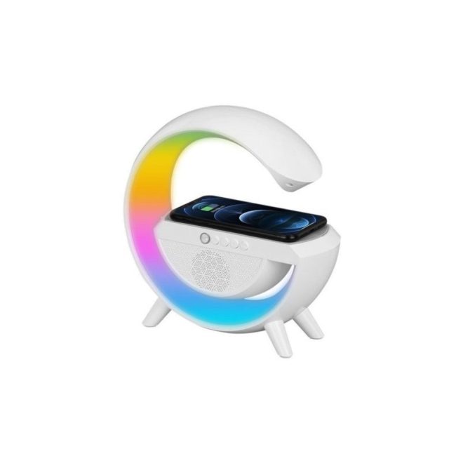 Asztali RGB hangszóró és rádió, beépített vezeték nélküli töltővel (BT2301)