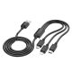 hoco. X74 3-in-1 USB telefon és tablet töltőkábel 1 méter, fekete, Lightning, microUSB, USB-C (X74)