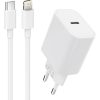 Apple iPhone-hoz, iPad-hez 25W Gyors Töltő + 1m Lightning to USB-C Kábel