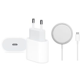   Apple iPhone Gyári 20W USB-C Gyors töltő + Vezeték nélküli mágneses indukciós Magsafe USB-C töltő kábel