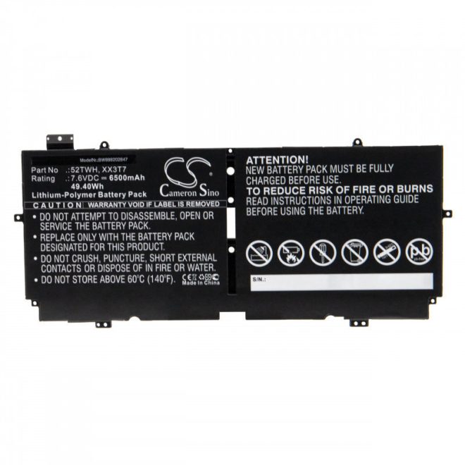 Dell XPS 13 9310 2in1 helyettesítő új 49,40Wh 6500mAh akkumulátor (TYPE: 52TWH, 0XX3T7)