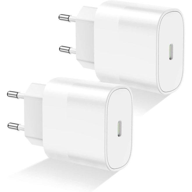 2db Apple Gyári Dobozos 20W USB-C (Type-C) fali telefon és tablet töltő (MHJE3ZM/A, A2347)