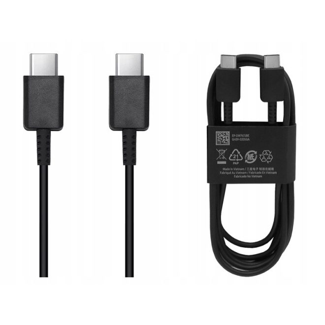 Samsung Gyári USB-C to USB-C 1,8m telefon adat és töltőkábel fekete (EP-DW767JBE, GH39-02050A)