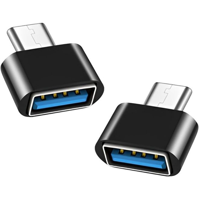 2db USB-C (Type-C) to USB 3.0 OTG (Normál USB) adapter, átalakító fekete