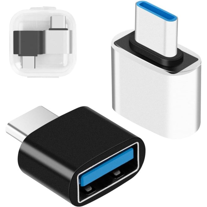 2 darabos szett USB-C (Type-C) to USB 3.0 OTG (Normál USB) adapter, átalakító 1db fekete és 1db fehér