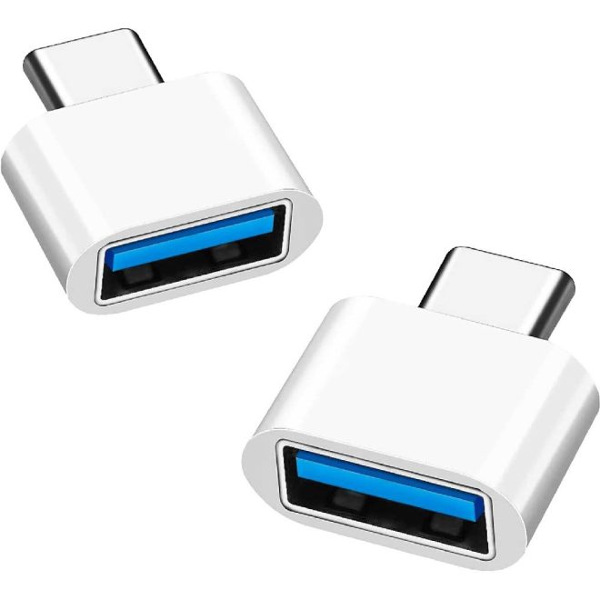 2db USB-C (Type-C) to USB 3.0 OTG (Normál USB) adapter, átalakító fehér