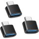 3db USB-C (Type-C) to USB 3.0 OTG (Normál USB) adapter, átalakító fekete