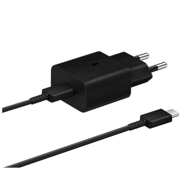 Samsung 15W Gyári Telefon és Tablet Töltő USB-C Fekete (EP-T1510EBE) + 1m USB-C gyári töltő kábel (EP-DA705)