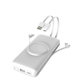   BLACKBIRD Power Bank P1 10000mAh Qi vezeték nélküli töltő fehér USB, Type-C, Lightning, Micro-USB (BH1546)