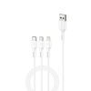 3in1 1,2m Telefon Gyors Töltő Kábel 2,4A Fehér, USB to USB-C MicroUSB Lightning (FONENG - X36)