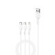 3in1 1,2m Telefon Gyors Töltő Kábel 2,4A Fehér, USB to USB-C MicroUSB Lightning (FONENG - X36)