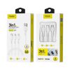 3in1 1,2m Telefon Gyors Töltő Kábel 2,4A Fehér, USB to USB-C MicroUSB Lightning (FONENG - X36)