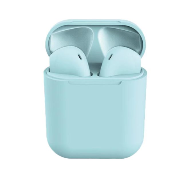 inPods 12 Zöldeskék Bluetooth sztereó fülhallgató, True Wireless Stereo technológia, Töltőtokkal