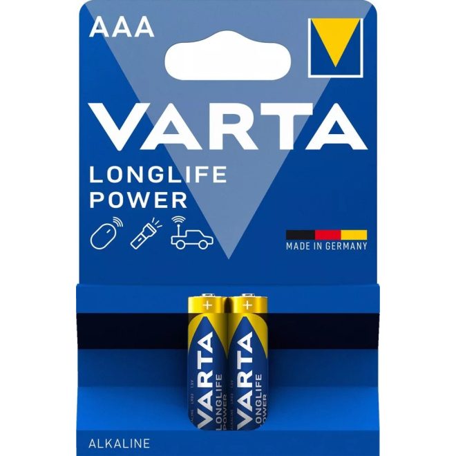 2db Varta Longlife Power AAA mikro vékony ceruza elem távirányítóhoz (LR03)