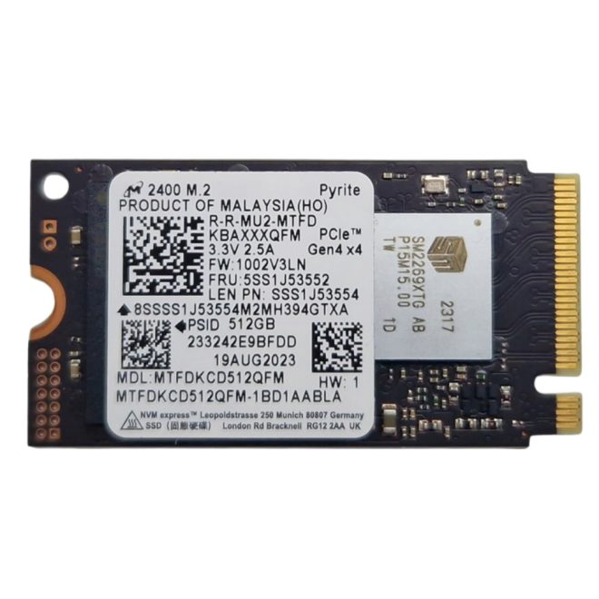 Micron 512GB M.2 NVMe PCIe SSD meghajtó, (2242) (MTFDKBAXXXQFM)