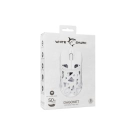   White Shark DAGONET vezeték nélküli Gamer Egér 12000 DPI, Fehér, Könnyű Váz, 1,8m USB-C töltőkábellel (WGM-5019W)