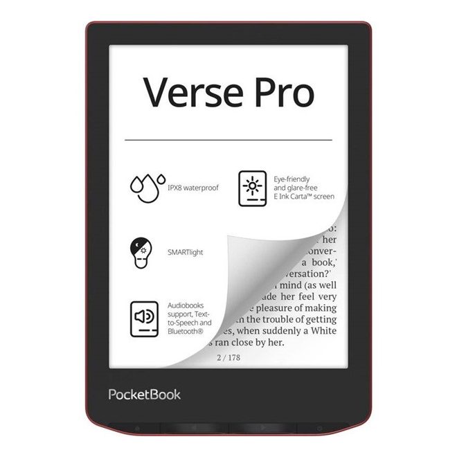 POCKETBOOK e-Book olvasó - PB634 VERSE PRO,  Szenvedélyes vörös színű (PB634-3-WW)