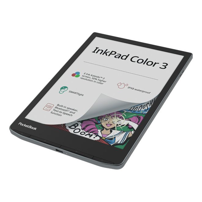 PocketBook InkPad Color 3 e-book olvasó, 7,8" E Ink Kaleido kijelző, 32GB, IPX8, WiFi, BT, fekete (PB743K3-1-WW)