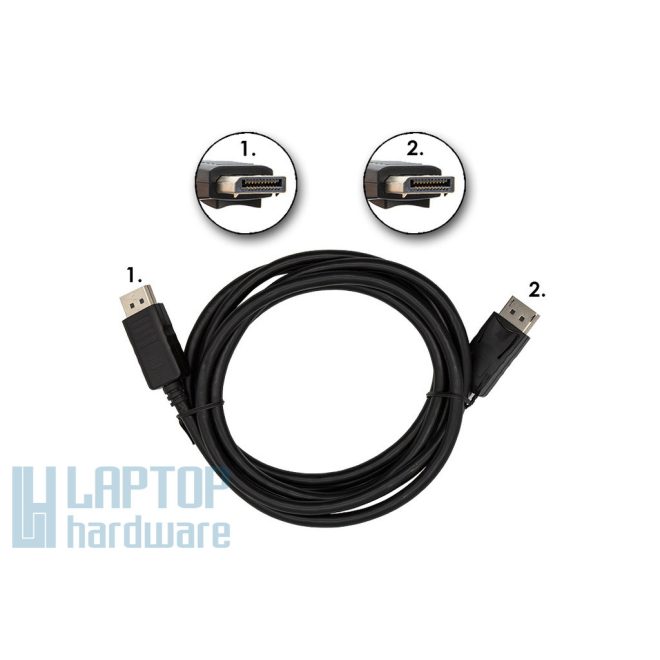 DisplayPort összekötő kábel 3m Apa-Apa - nagy felbontású kép- és hangátvitel, erős csatlakozók, megbízható jelminőség dokkolóhoz, monitorhoz és laptophoz, PC-hez