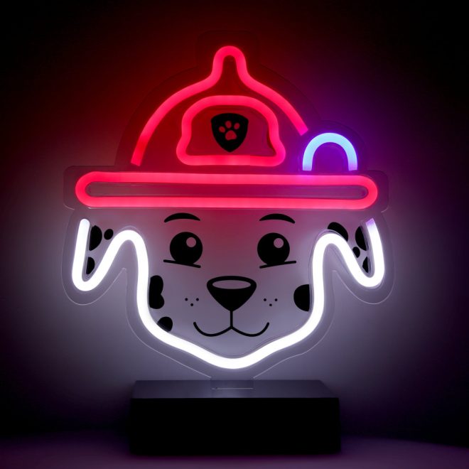 Mancs Őrjárat Marshall LED neon asztali lámpa, éjjeli lámpa állványon, USB csatlakozóval