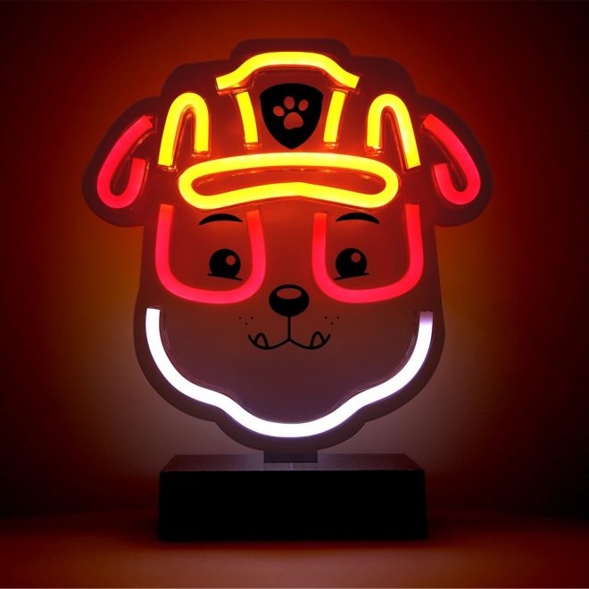 Mancs Őrjárat Rubble LED neon asztali lámpa, éjjeli lámpa állványon, USB csatlakozóval
