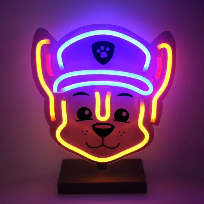 Mancs Őrjárat Chase LED neon asztali lámpa, éjjeli lámpa állványon, USB csatlakozóval